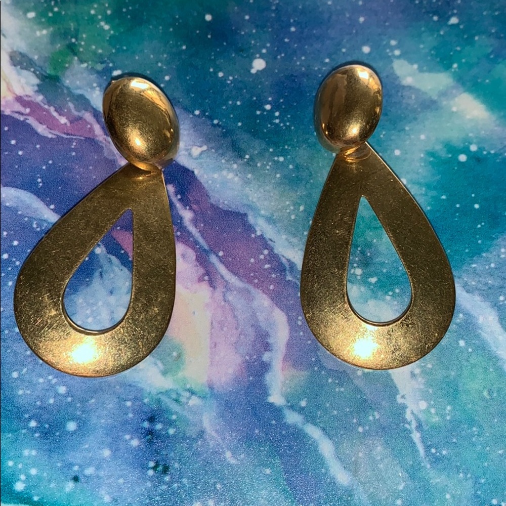 Gold Dangle Stud Earrings - image 1